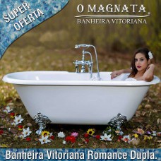 Banheira Vitoriana Romance Dupla Imersão Pés Cromados 1,72m Mondialle